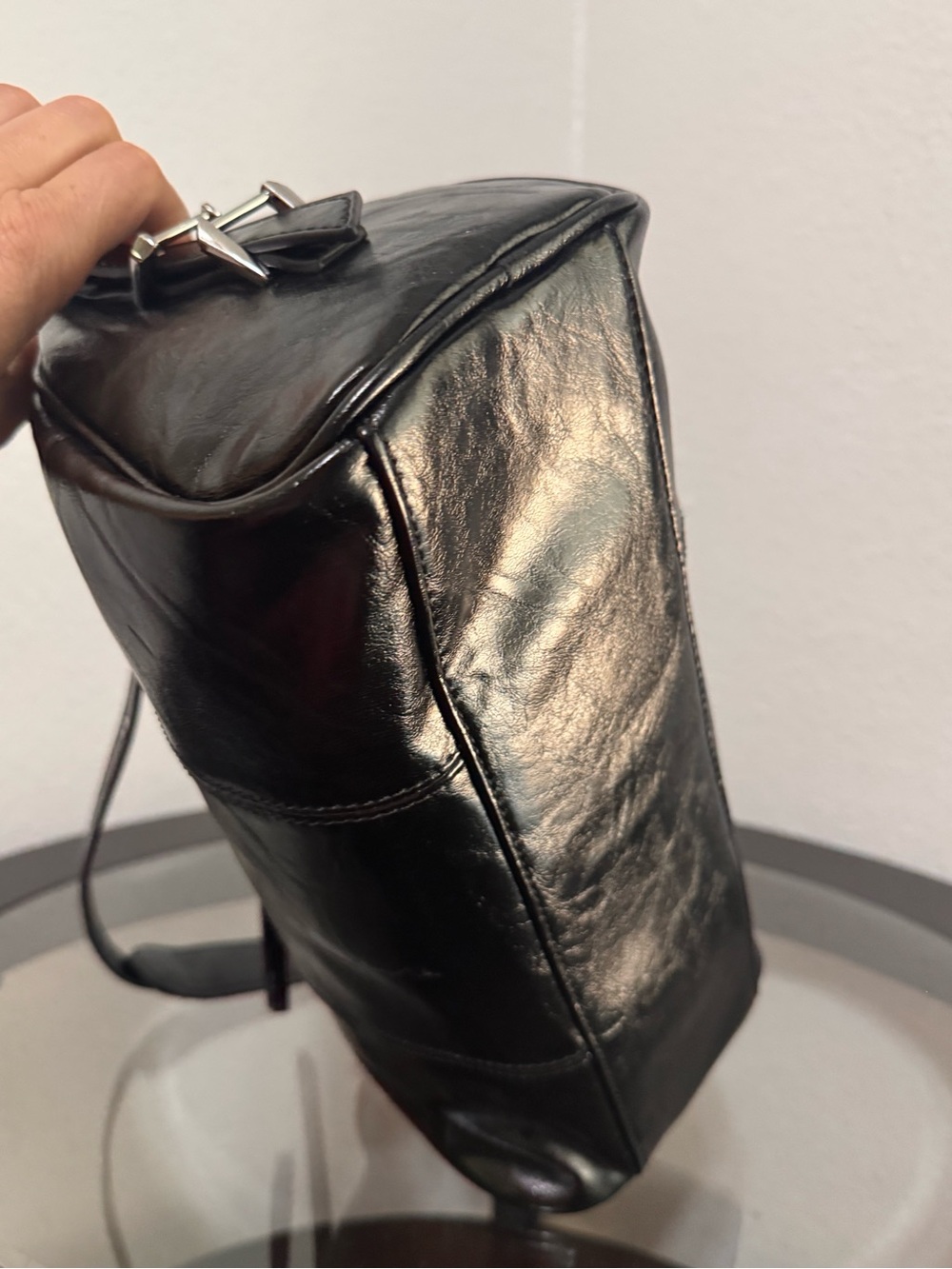 Antik Kraft Black Shoulder Bag with Silver Hardware - Picture 9 of 16